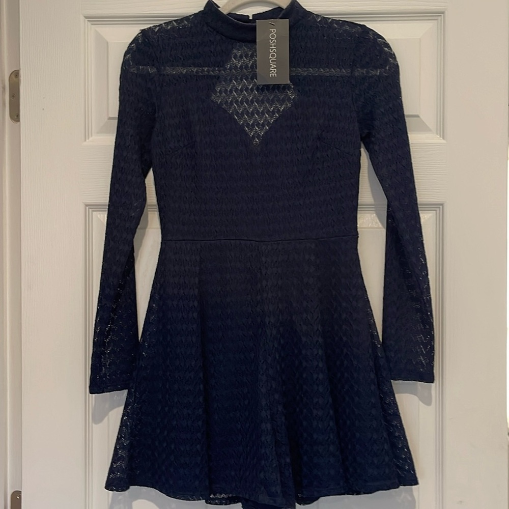Soprano from posh square blue long sleeve romper size small NWT